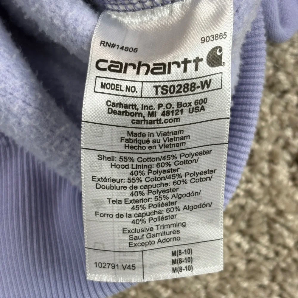 Carhartt Hoodie TS0288-W Youth M 8-10 Purple Graphic Sleeve Relaxed Fit Gorpcore